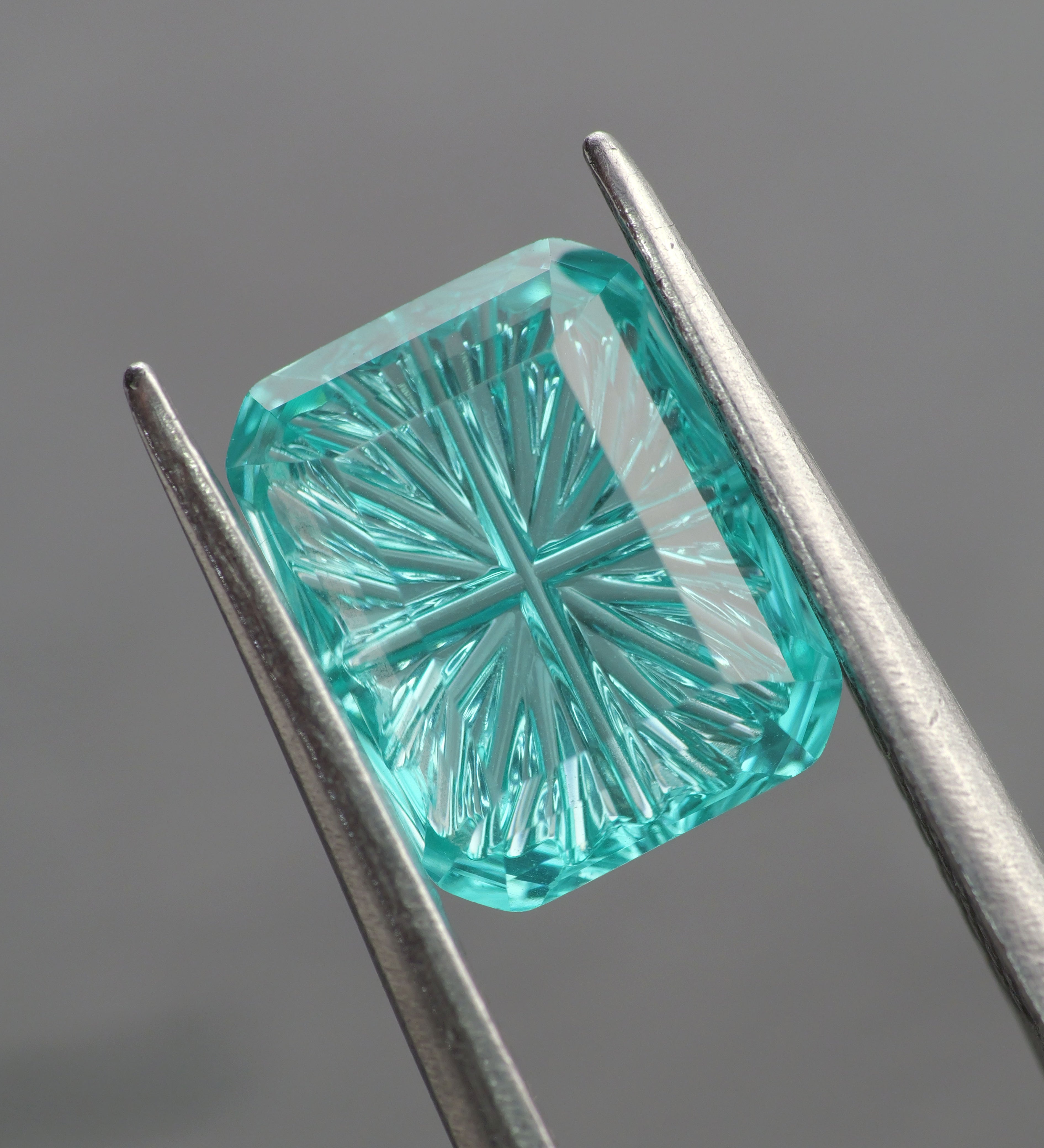 Tourmaline | lab-grown, paraiba color, fantasy-cut, 9x7mm, 3.1ct - Eden Garden Jewelry™