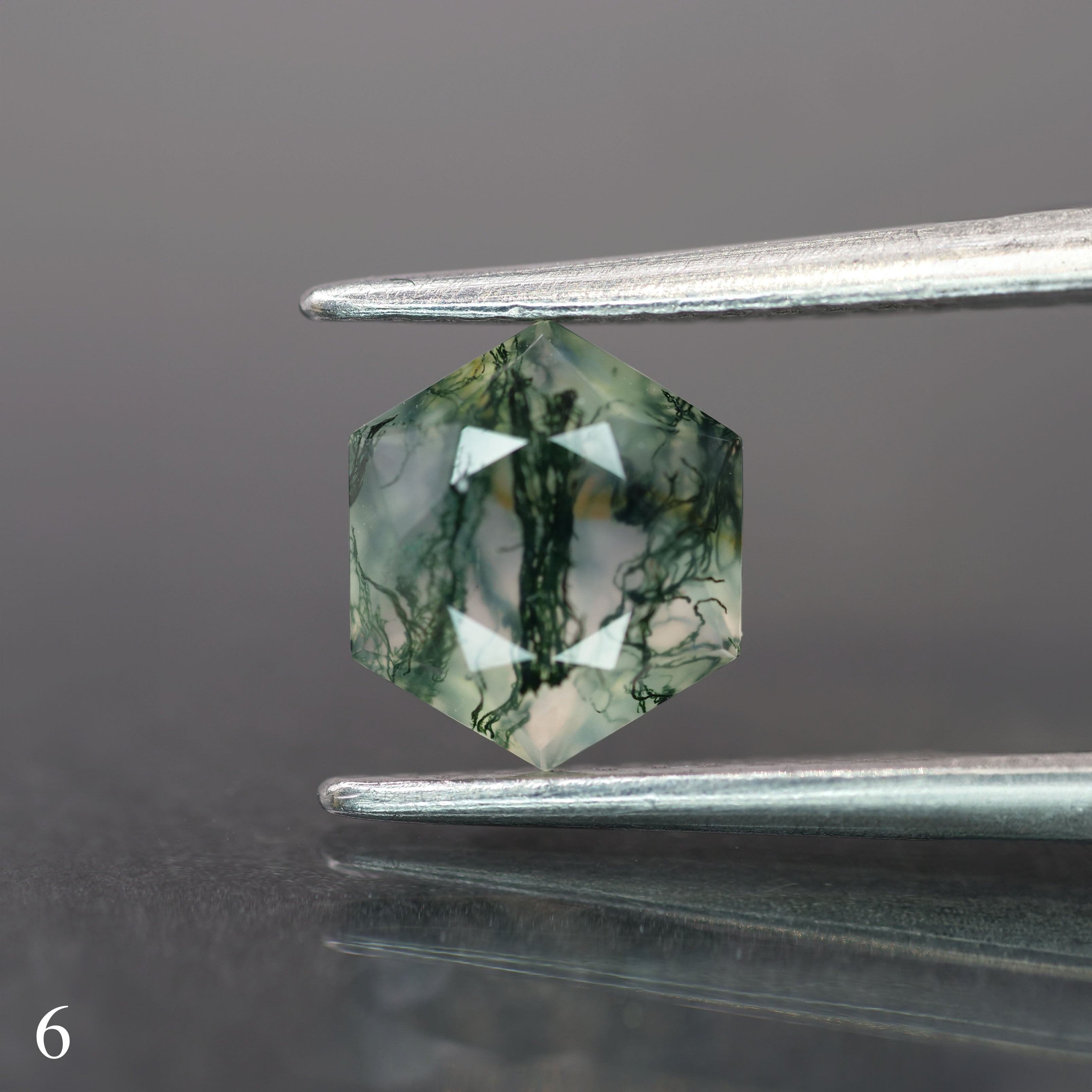 Moss agate | green color, hexagon-cut, 6mm, 0.75ct - choose yours - Eden Garden Jewelry™