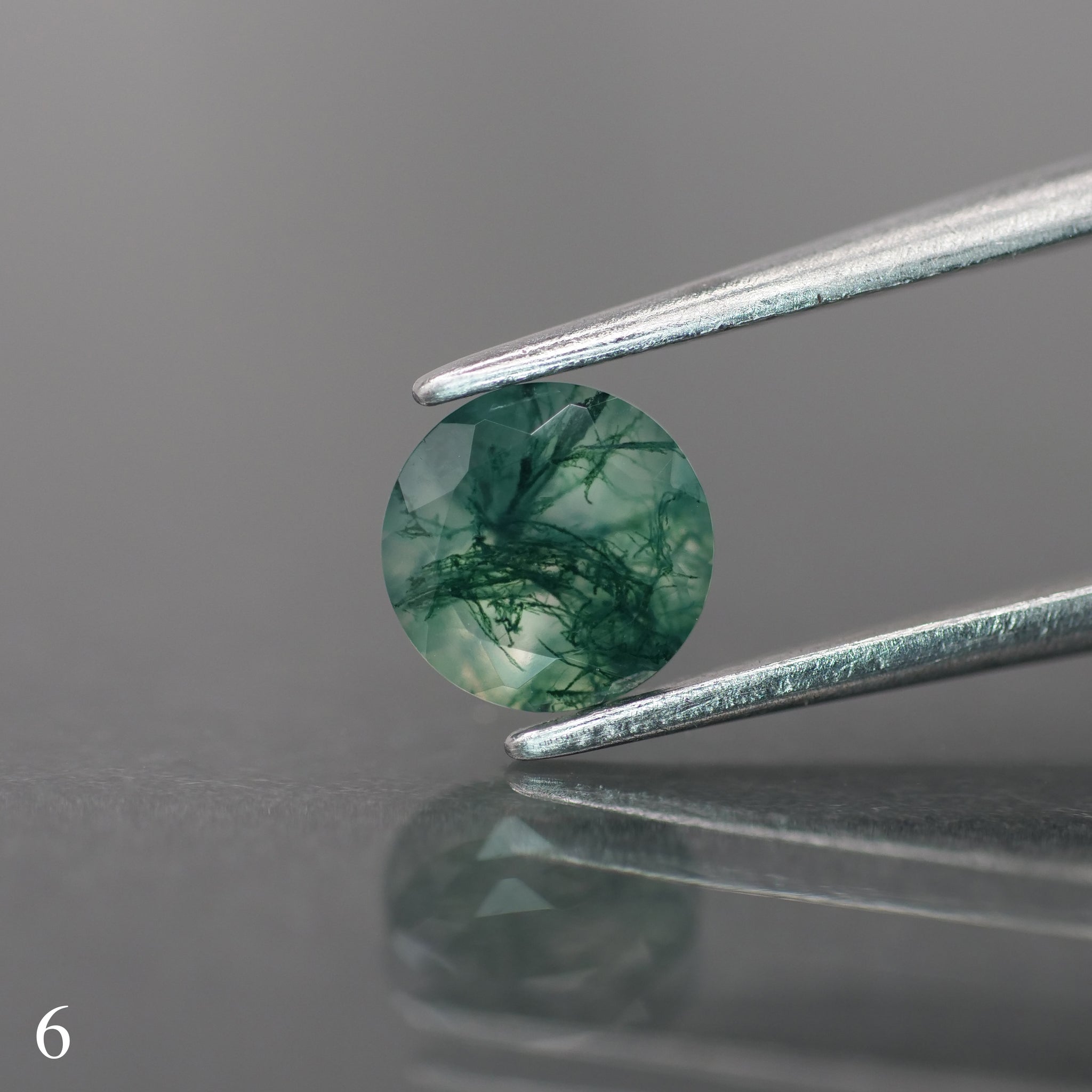 Moss agate | green color, round-cut, 6mm, 0.7ct - choose yours