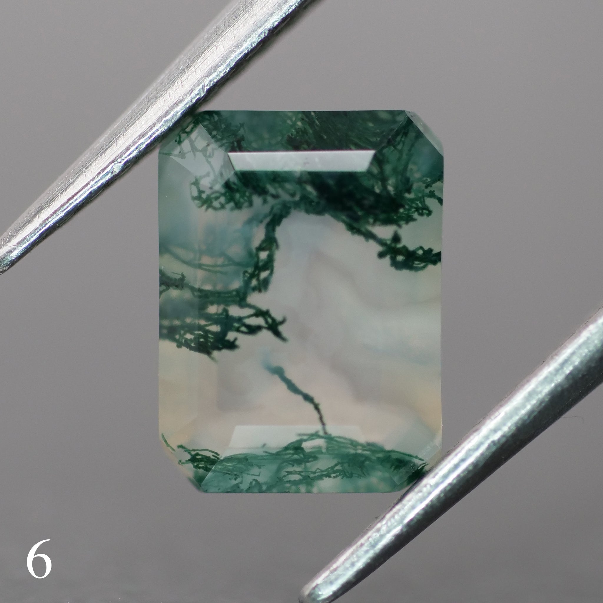 Moss agate | green color, emerald-cut, 8x6mm, 1.2ct - choose yours