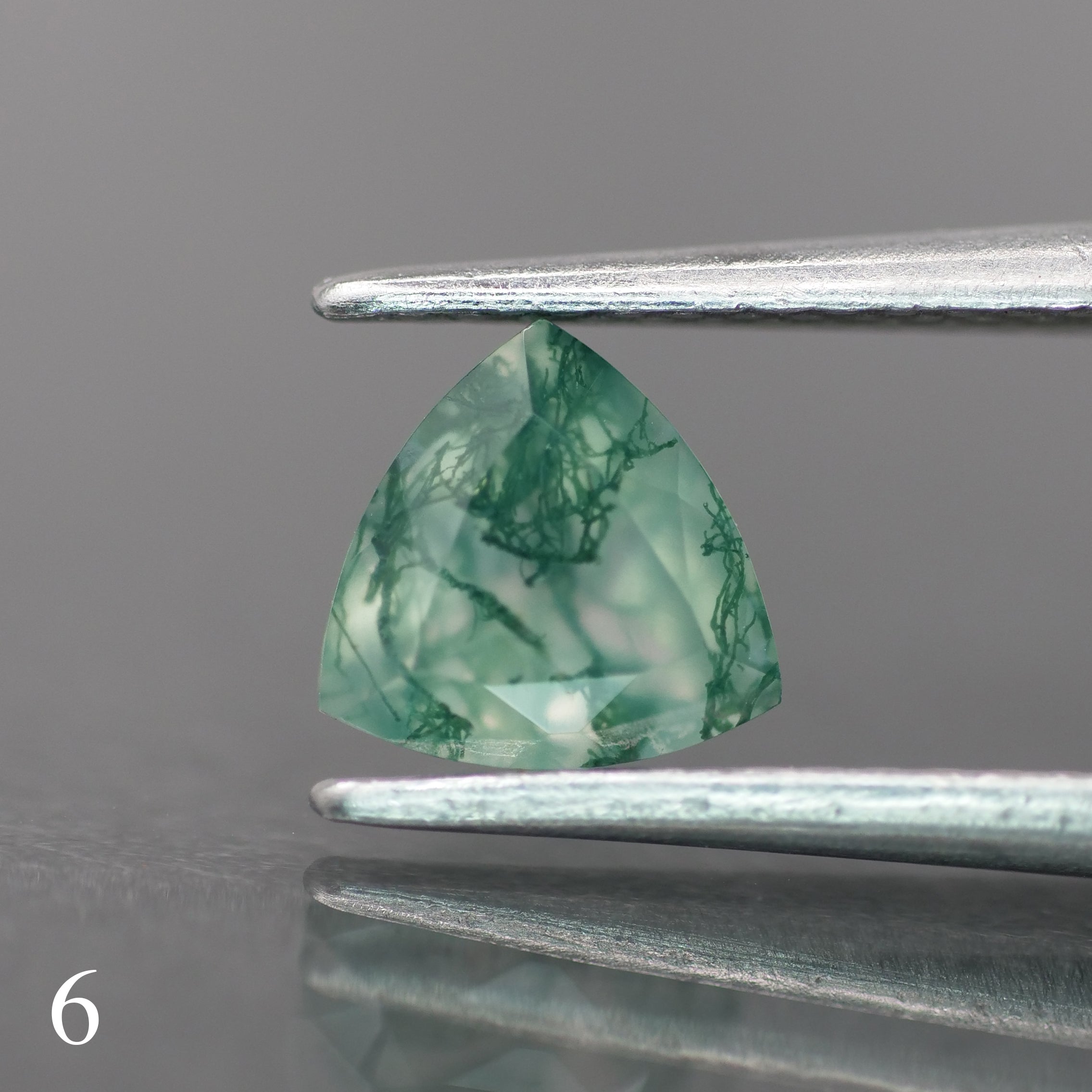 Moss agate | green color, trillion-cut, 6mm, 0.5ct - choose yours - Eden Garden Jewelry™