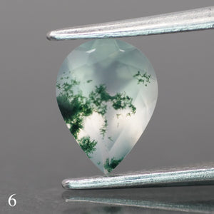 Moss agate | light green color, pear-cut, 8x6mm, 0.80ct - choose yours