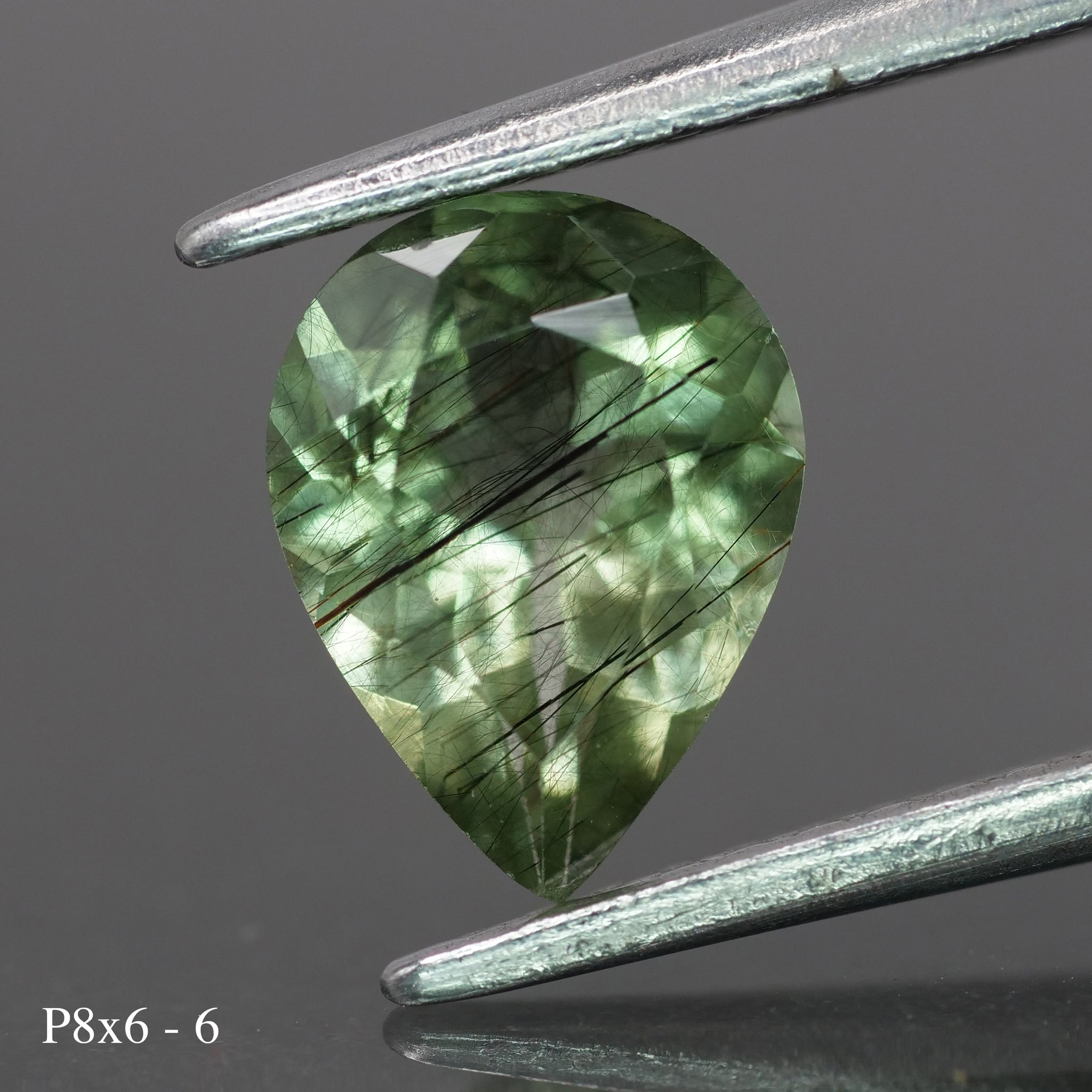 Rutile Peridot | natural, pear cut 8x6mm, 1 ct - choose yours