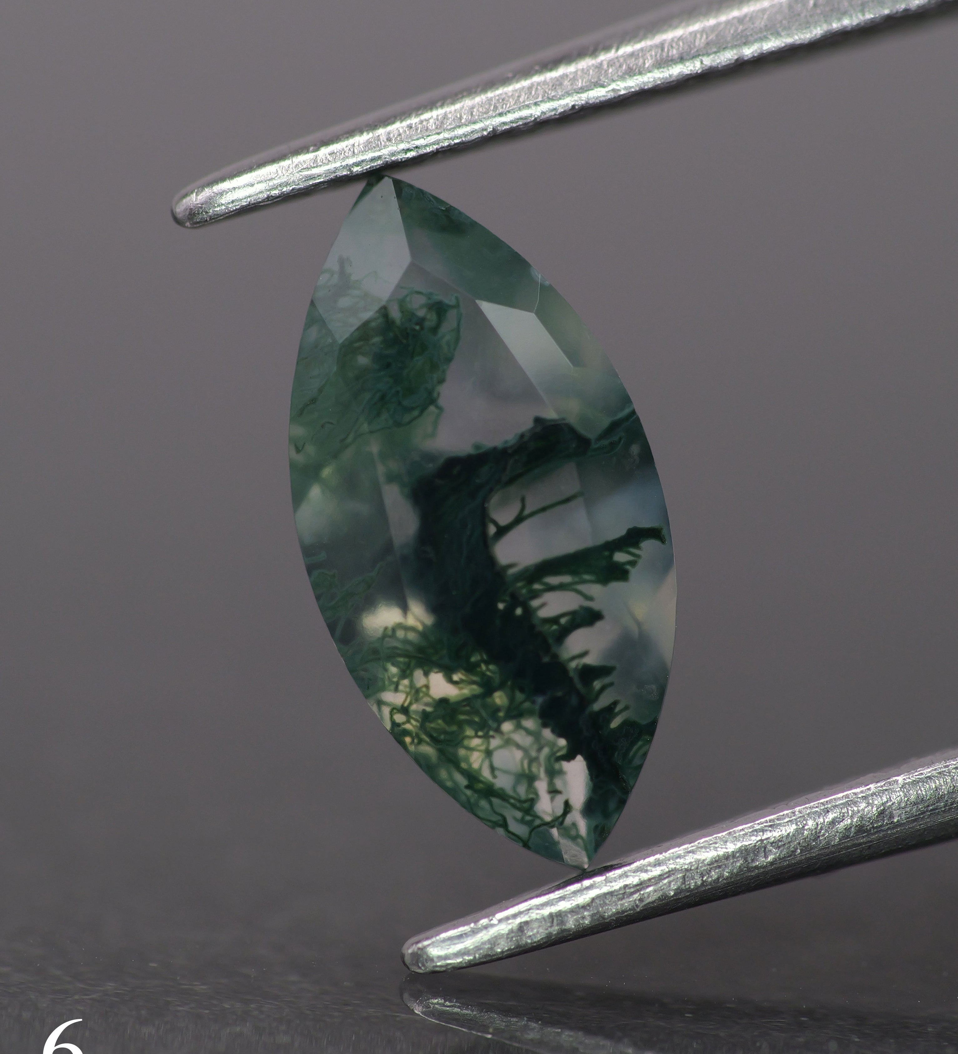 Moss agate | green color, marquise-cut, 10x5mm, 0.8ct - choose yours