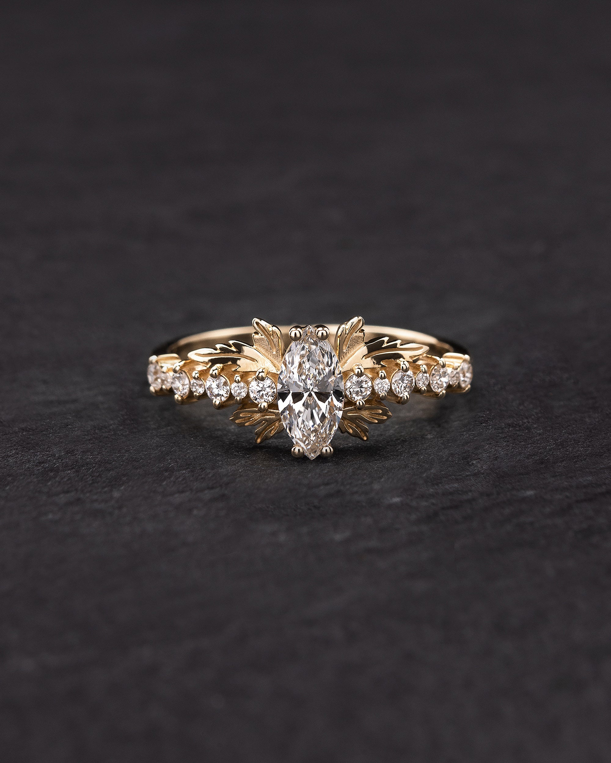 READY TO SHIP: Verbena ring in 14K yellow gold, lab-grown diamond, marquise cut 8x4 mm, AVAILABLE RING SIZE: 5.5 - 8.5 US - Eden Garden Jewelry™