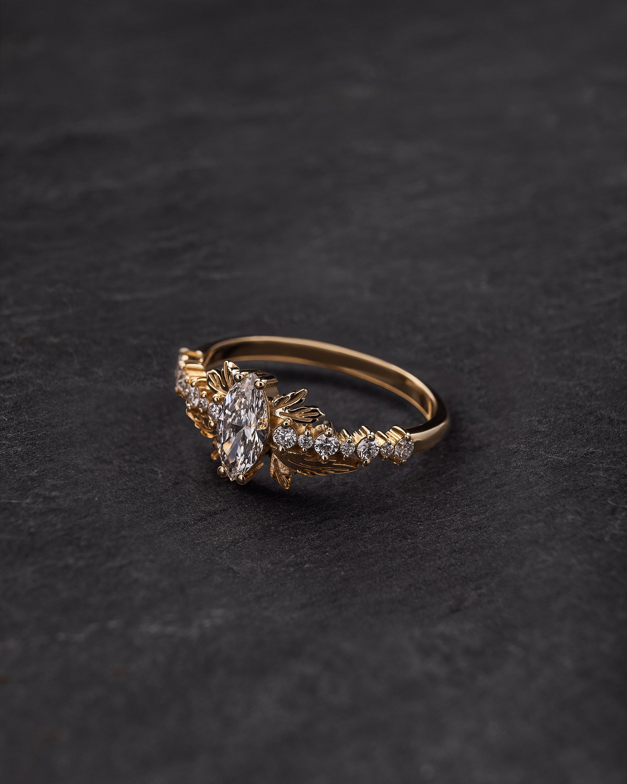 READY TO SHIP: Verbena ring in 14K yellow gold, lab-grown diamond, marquise cut 8x4 mm, AVAILABLE RING SIZE: 5.5 - 8.5 US - Eden Garden Jewelry™