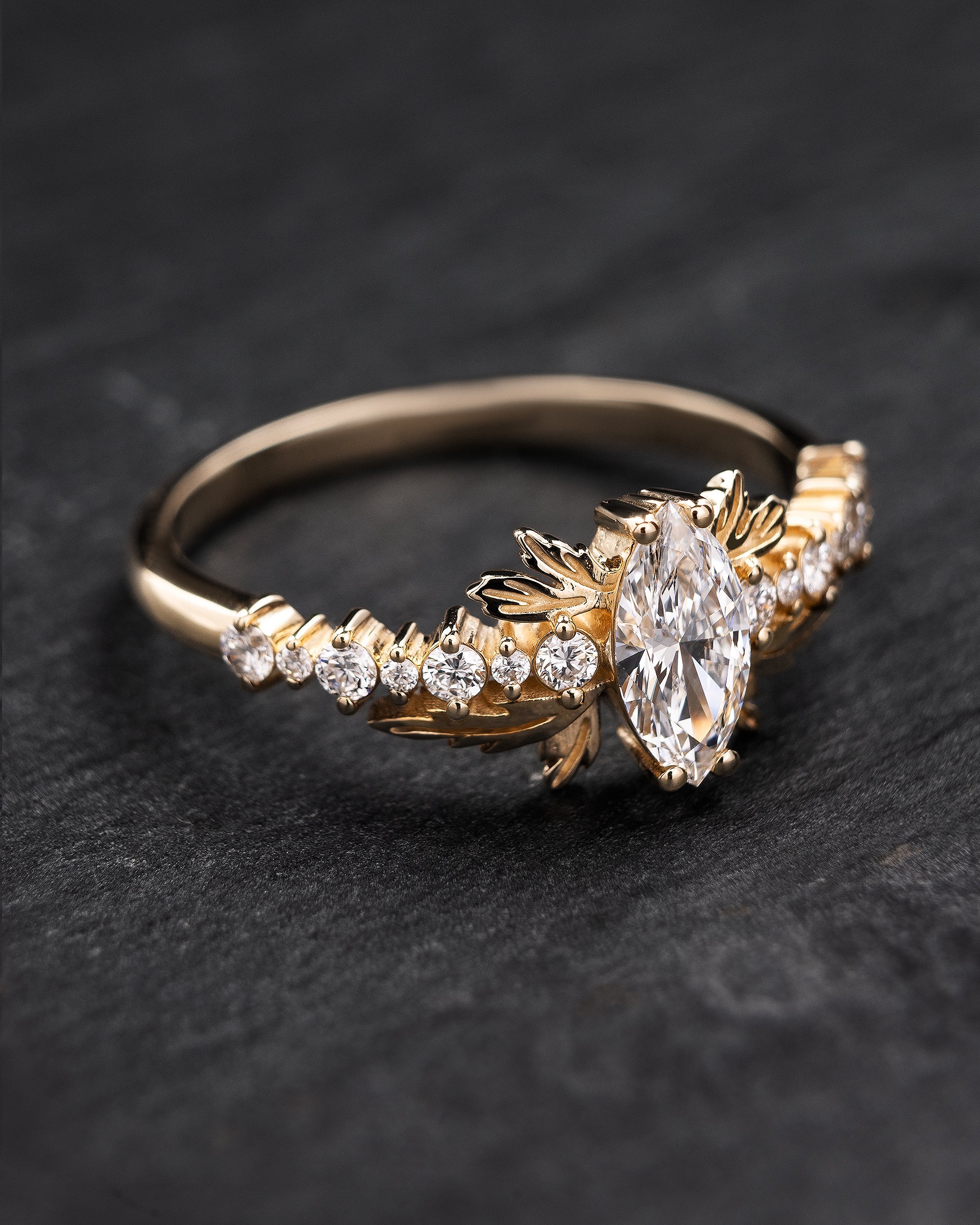 READY TO SHIP: Verbena ring in 14K yellow gold, lab-grown diamond, marquise cut 8x4 mm, AVAILABLE RING SIZE: 5.5 - 8.5 US - Eden Garden Jewelry™