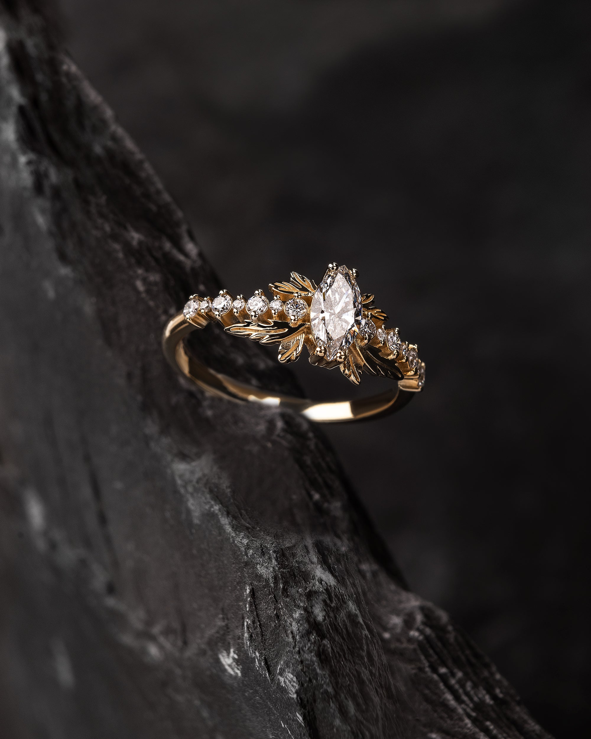 READY TO SHIP: Verbena ring in 14K yellow gold, lab-grown diamond, marquise cut 8x4 mm, AVAILABLE RING SIZE: 5.5 - 8.5 US - Eden Garden Jewelry™