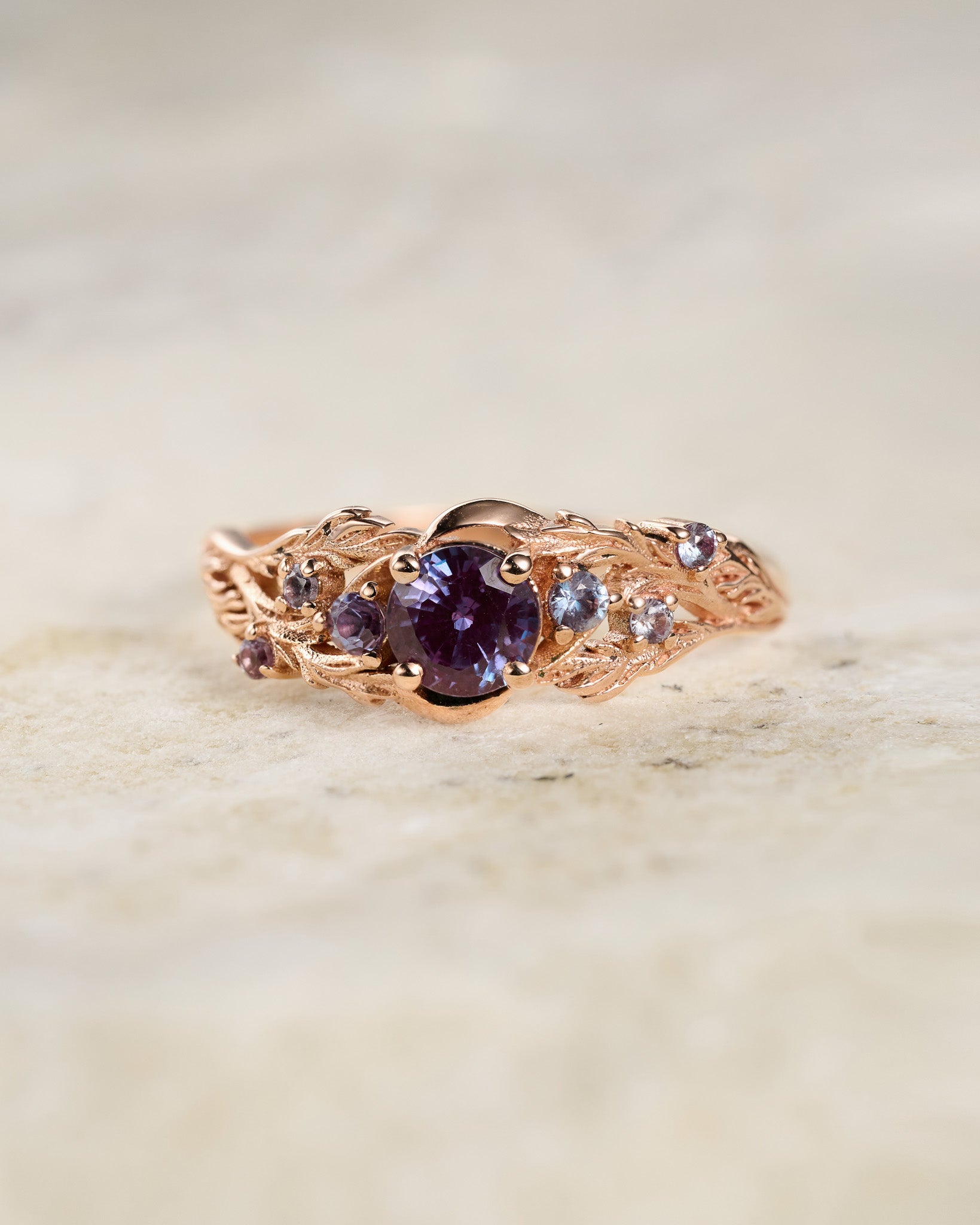 Nature inspired alexandrite engagement ring / Japanese Maple - Eden Garden Jewelry™