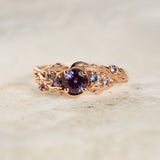 Nature inspired alexandrite engagement ring / Japanese Maple