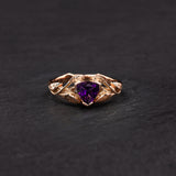 READY TO SHIP: Clematis engagement ring, natural amethyst, 14K rose gold, AVAILABLE RING SIZES: 5.5 - 8.5 US - Eden Garden Jewelry™