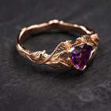 READY TO SHIP: Clematis engagement ring, natural amethyst, 14K rose gold, AVAILABLE RING SIZES: 5.5 - 8.5 US - Eden Garden Jewelry™