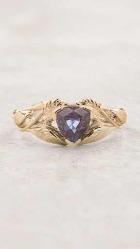 Lab alexandrite ring, trillion cut / Clematis - Eden Garden Jewelry™