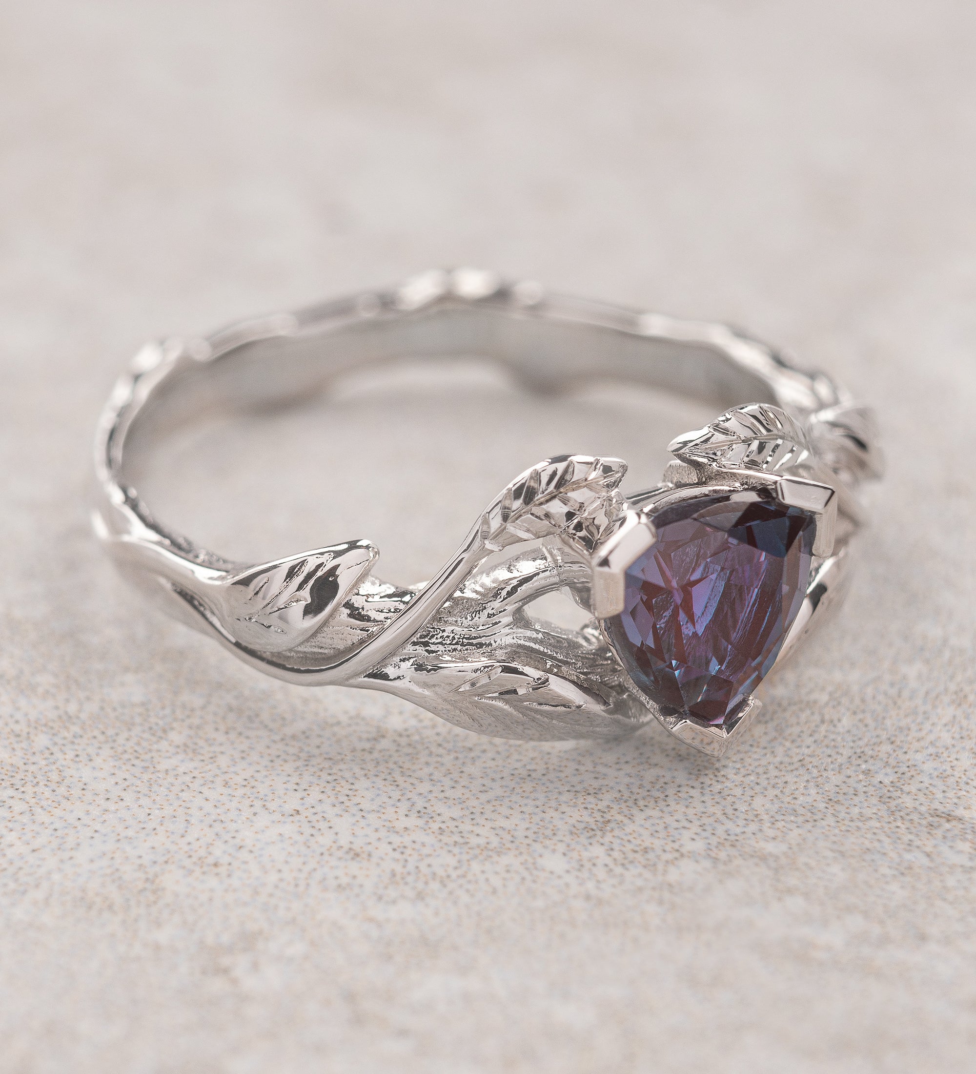 Lab alexandrite ring, trillion cut / Clematis - Eden Garden Jewelry™