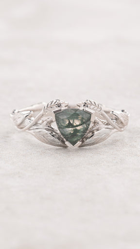 Trillion cut moss agate ring / Clematis - Eden Garden Jewelry™