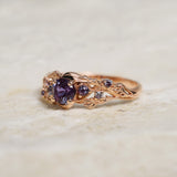 Nature inspired alexandrite engagement ring / Japanese Maple