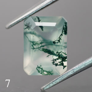 Moss agate | green color, emerald-cut, 8x6mm, 1.2ct - choose yours