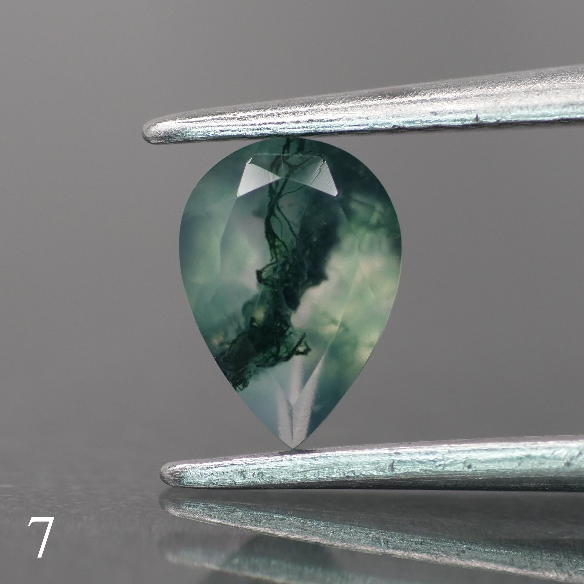 Moss agate | green color, pear-cut, 7x5mm, 0.65ct - choose yours