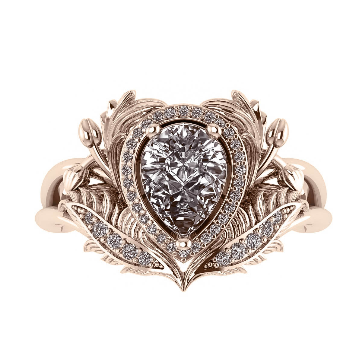 Adonis | 8x6 mm pear cut gemstone setting with halo - Eden Garden Jewelry™
