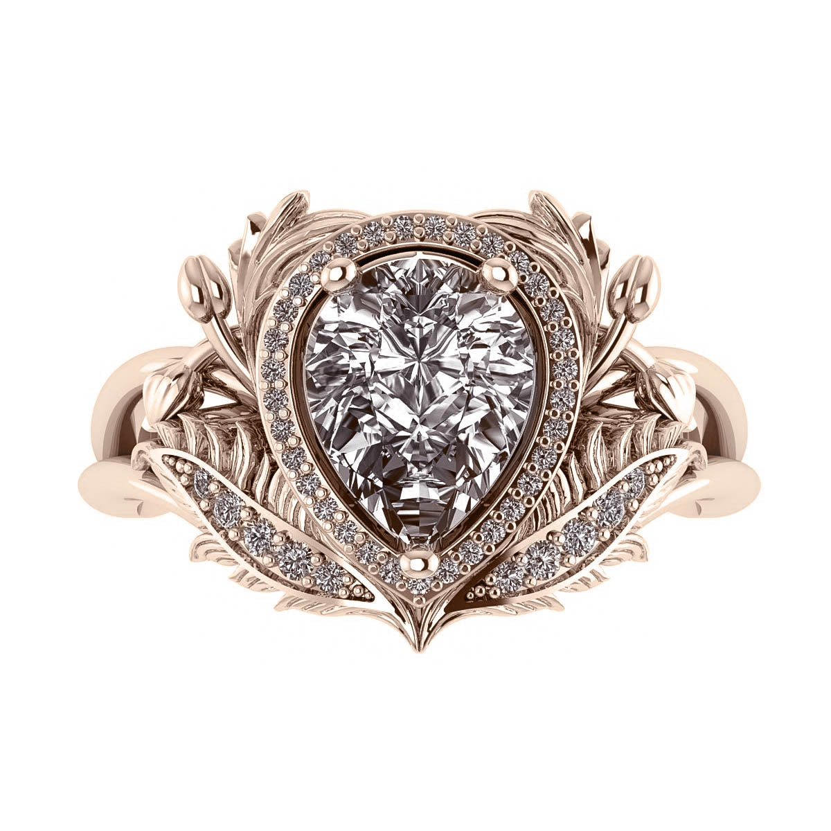 Adonis | 9x7 mm pear cut gemstone setting with halo - Eden Garden Jewelry™