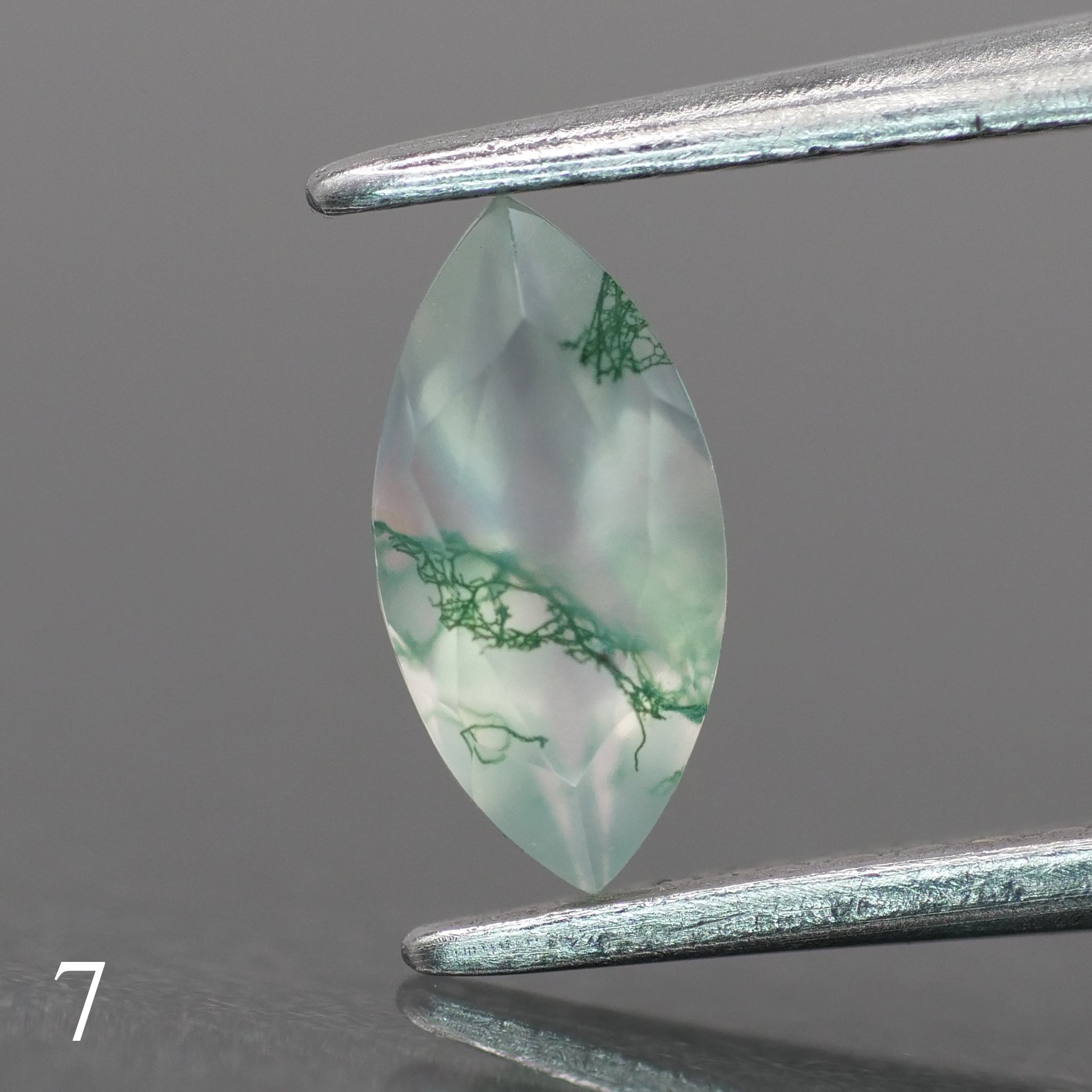 Moss agate | light green color, marquise-cut, 8x4mm, 0.6ct - choose yours