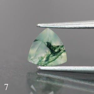 Moss agate | light green color, trillion-cut, 6mm, 0.5ct - choose yours