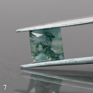 Moss agate | green color, square-cut, 6mm, 1ct - choose yours