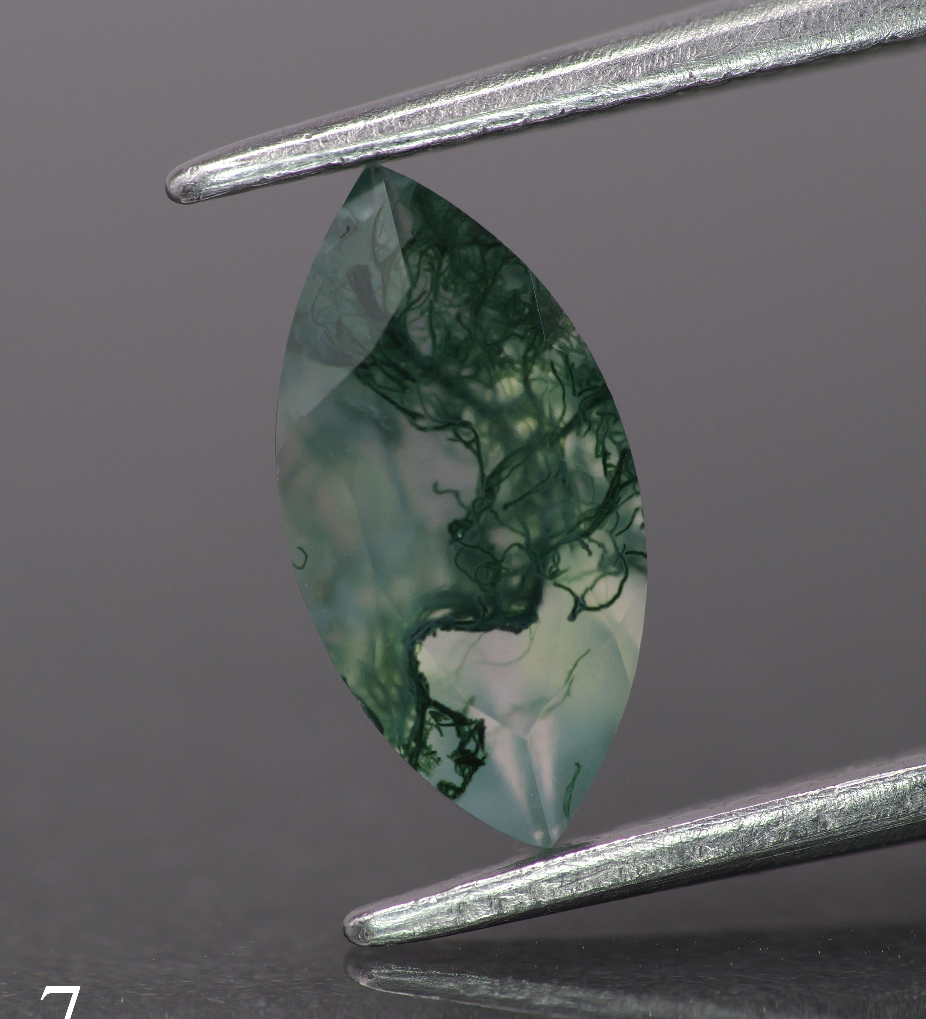 Moss agate | green color, marquise-cut, 10x5mm, 0.8ct - choose yours