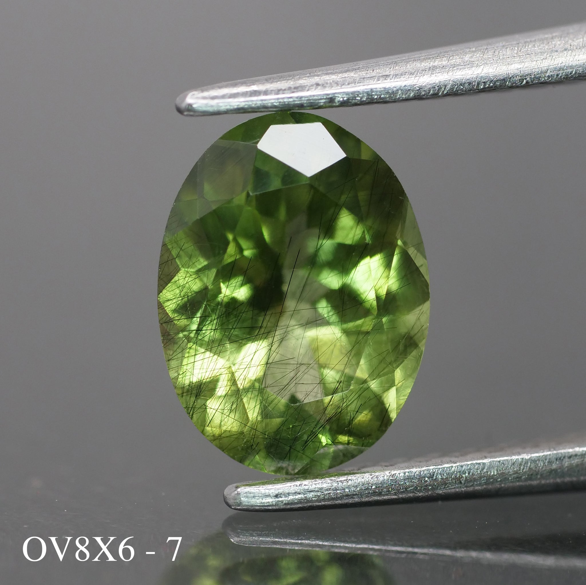 Rutile Peridot | natural, green color, oval-cut, 8x6mm, 1.2 ct - choose yours