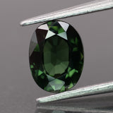 Sapphire | natural, deep green color, oval-cut, 8x6mm, 1.65ct