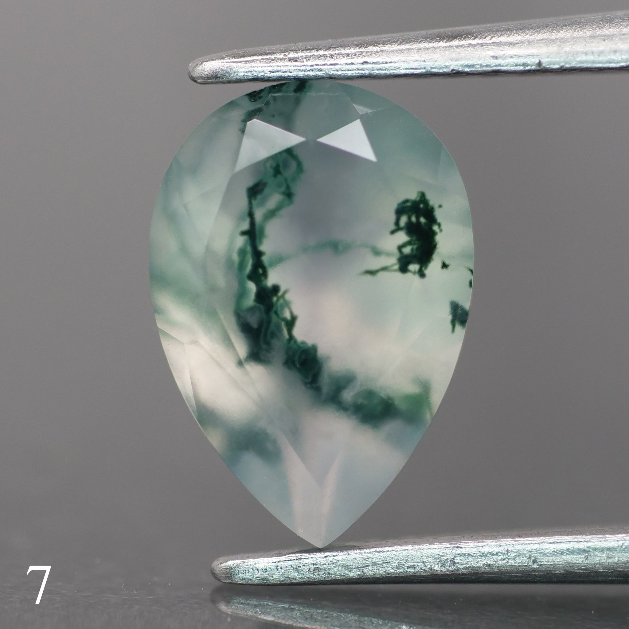 Moss agate | light green color, pear-cut, 10x7mm, 1.6ct - choose yours