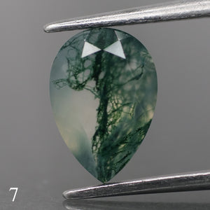 Moss agate | green color, pear-cut, 10x7mm, 1.6ct - choose yours