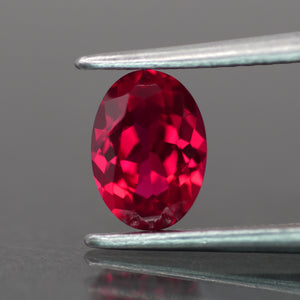 Ruby | red color, lab created, oval-cut, 7x5mm, 1.1ct