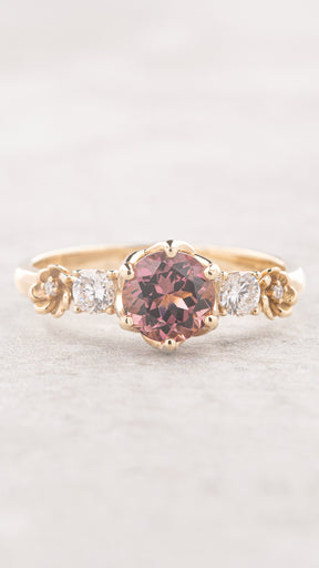 Romantic engagement ring with pink tourmaline and diamonds / Fiorella - Eden Garden Jewelry™