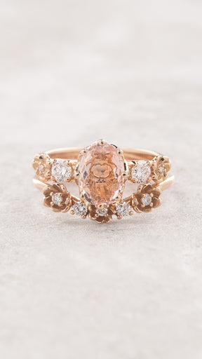 Bridal set with morganite and diamonds / Fiorella - Eden Garden Jewelry™