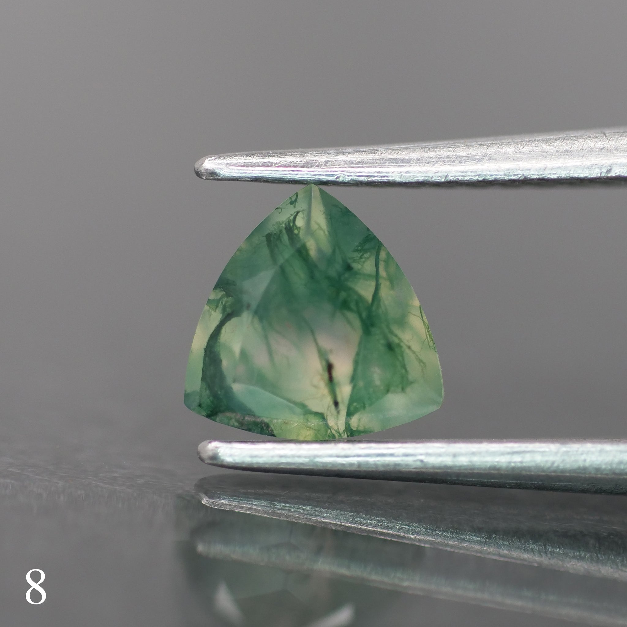 Moss agate | green color, trillion-cut, 6mm, 0.5ct - choose yours