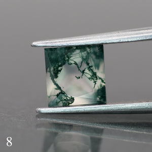 Moss agate | green color, square-cut, 6mm, 1ct - choose yours