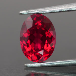 Ruby | red color, lab created, oval-cut, 8x6mm, 1.5ct