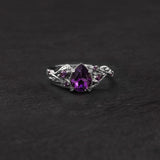 Amethyst engagement ring, gold vines and leaves proposal ring / Patricia - Eden Garden Jewelry™