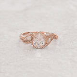 Lab grown diamond engagement ring, gold nature inspired ring with leaves and diamonds / Patricia - Eden Garden Jewelry™