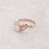 Pear lab grown diamond engagement ring, white gold nature inspired ring with leaves and diamonds / Patricia - Eden Garden Jewelry™
