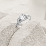 Lab grown diamond engagement ring, gold nature inspired ring with leaves and diamonds / Patricia - Eden Garden Jewelry™