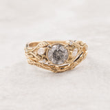 Patricia asymmetric | custom bridal ring set for round cut gemstone 6 mm - Eden Garden Jewelry™