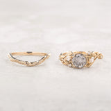 Patricia asymmetric | custom bridal ring set for round cut gemstone 6 mm - Eden Garden Jewelry™