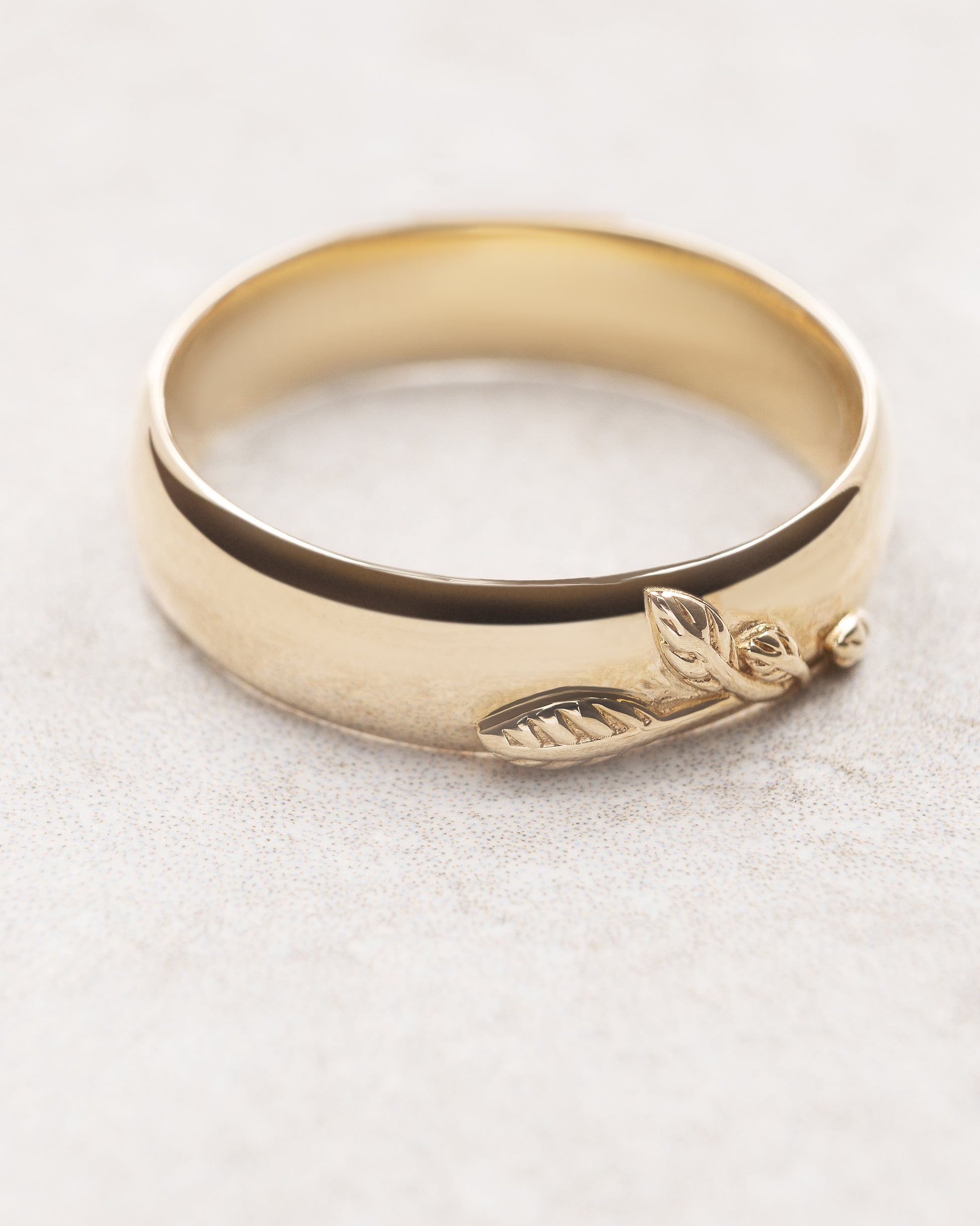 Nature Wedding Rings For Men, Gold Leaf Wedding Rings, Comfort Fit ...