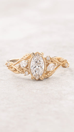 Marquise lab grown diamond nature inspired engagement ring / Patricia - Eden Garden Jewelry™