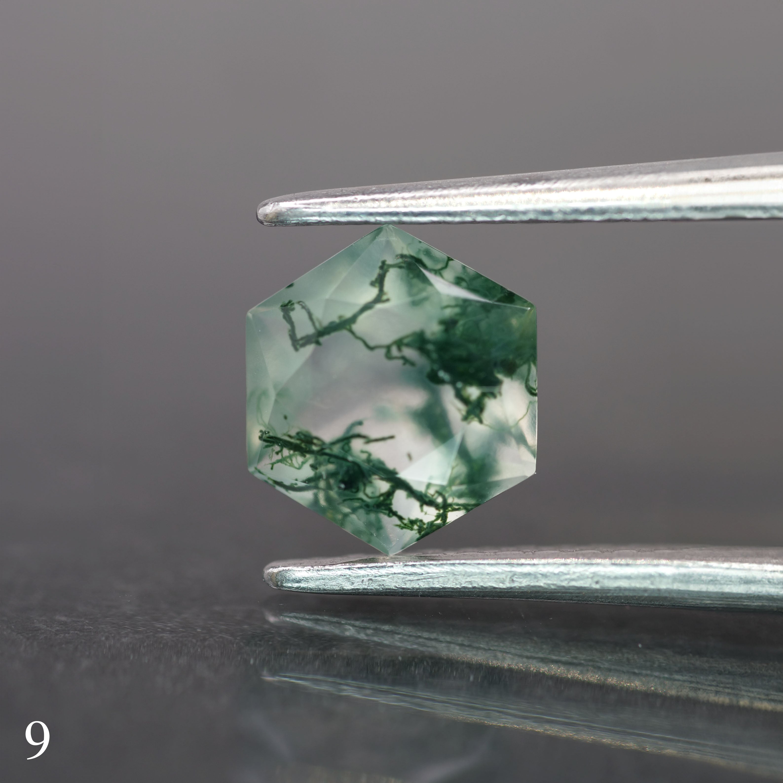 Moss agate | green color, hexagon-cut, 6mm, 0.75ct - choose yours - Eden Garden Jewelry™
