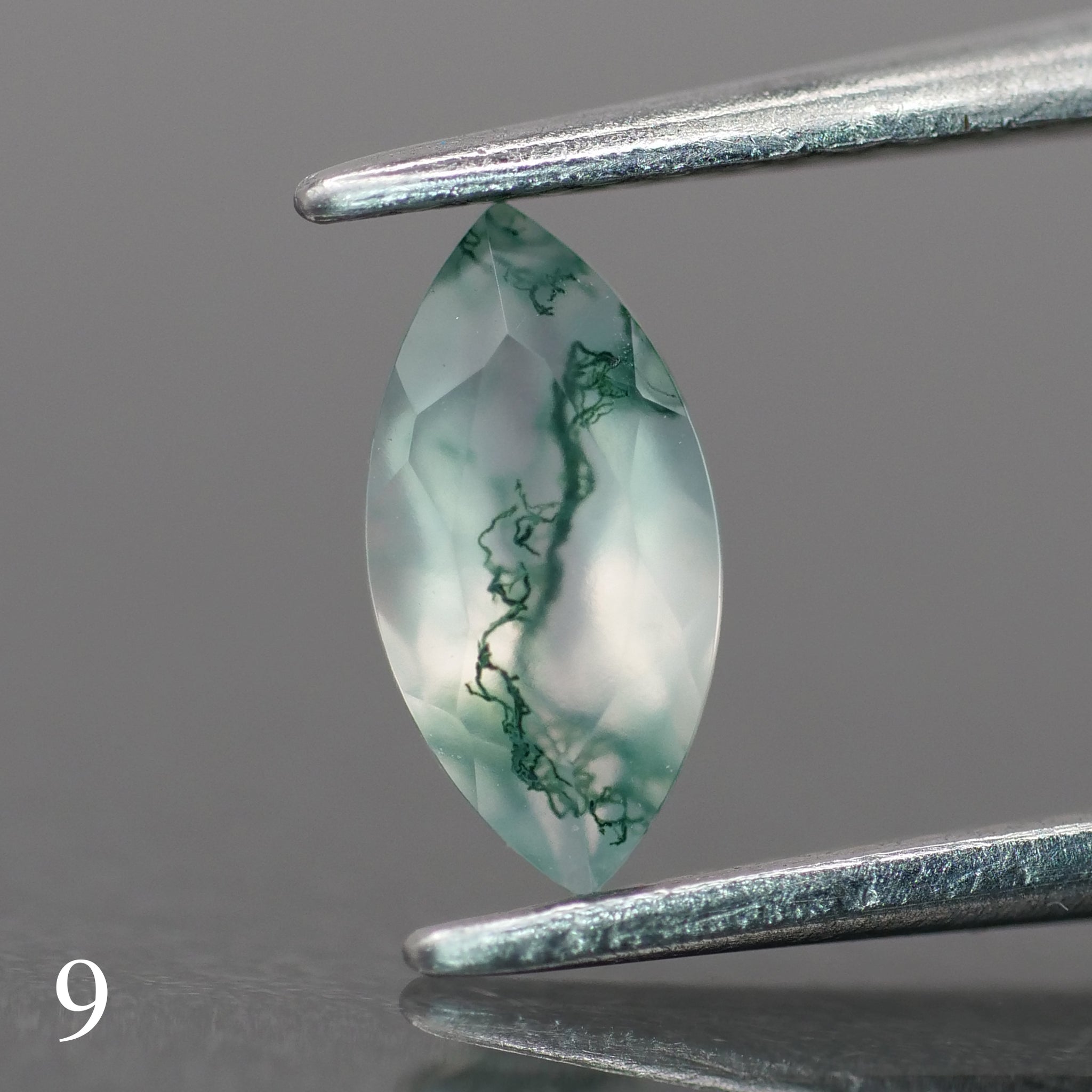 Moss agate | light green color, marquise-cut, 8x4mm, 0.6ct - choose yours