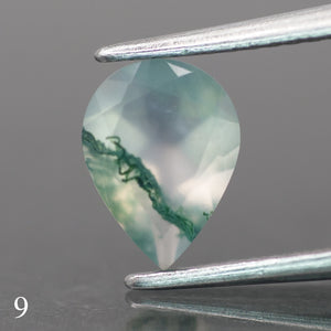 Moss agate | light green color, pear-cut, 8x6mm, 0.80ct - choose yours