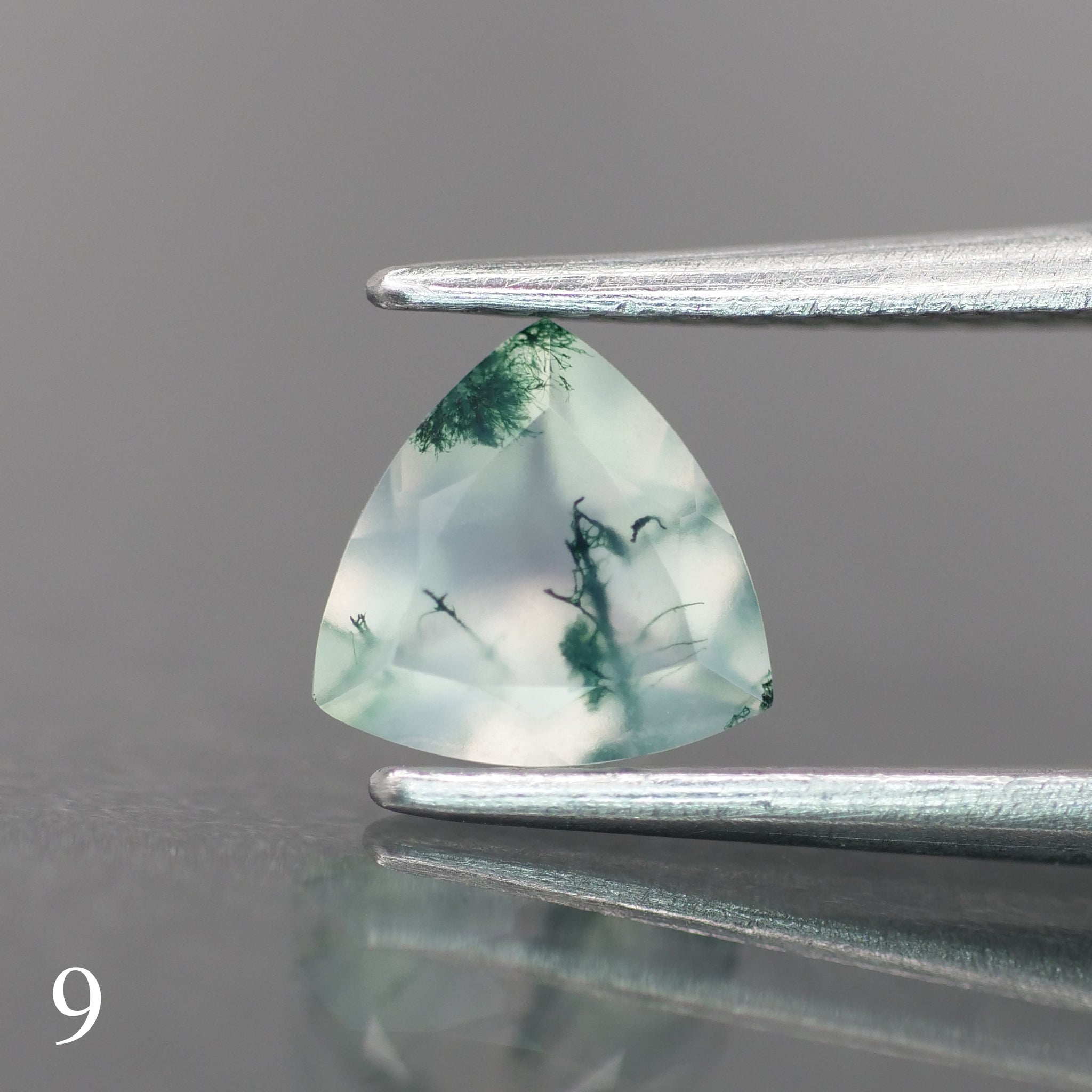 Moss agate | light green color, trillion-cut, 6mm, 0.5ct - choose yours